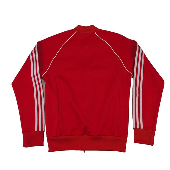Adidas Track Jacket Red White 3 Stripes Full Zip Athletic Mens Adult Small 39" - Picture 2 of 11